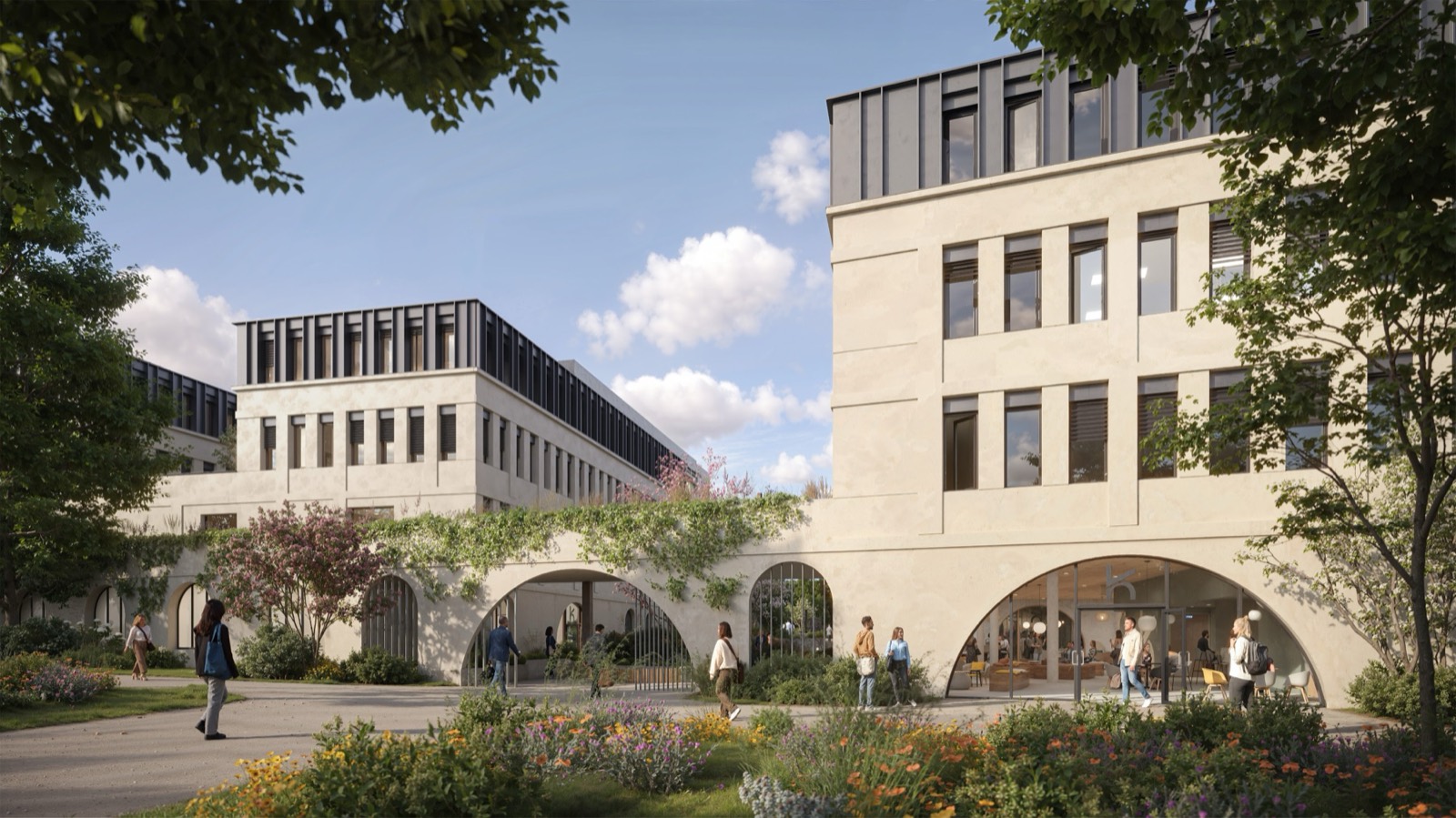 Les façades et arcades du campus