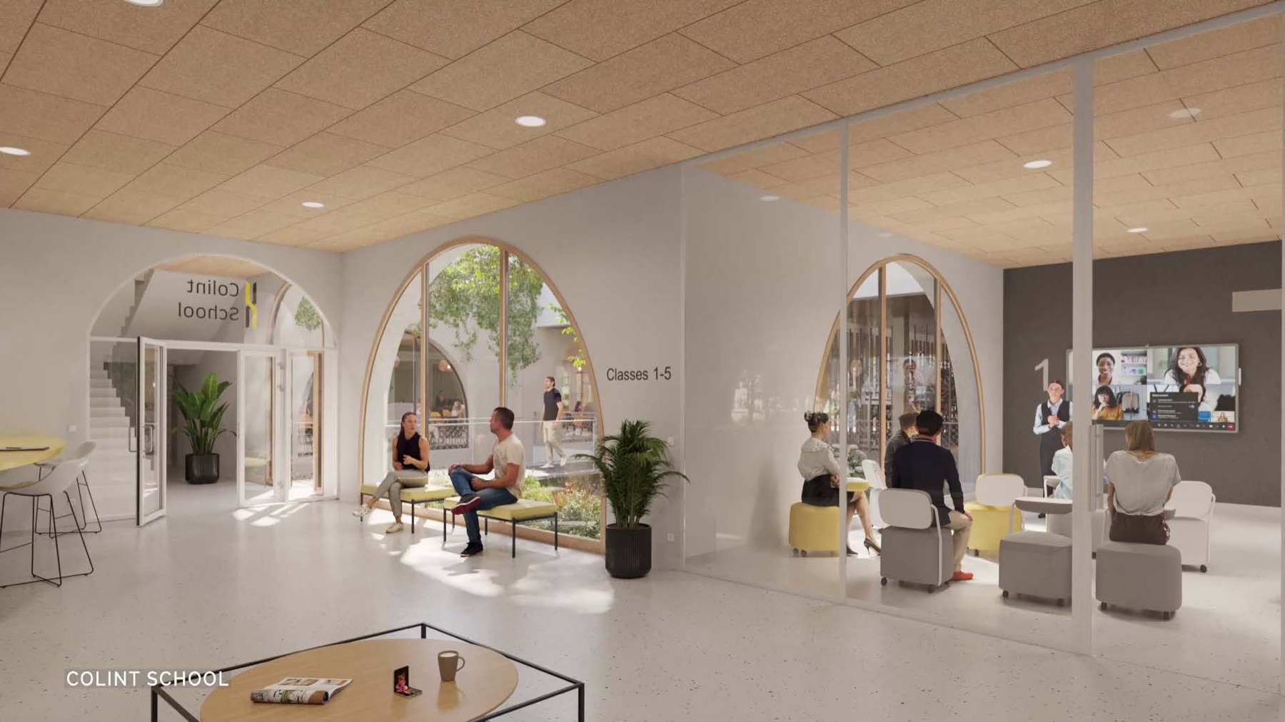 Le hall d'une école