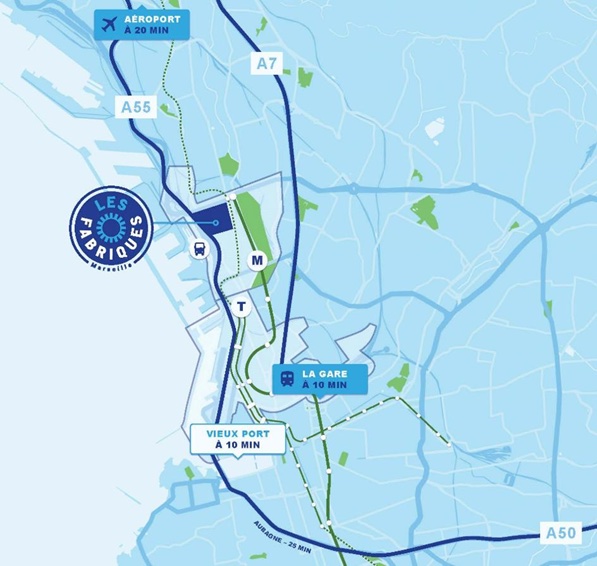 Plan des transports autour des Fabriques